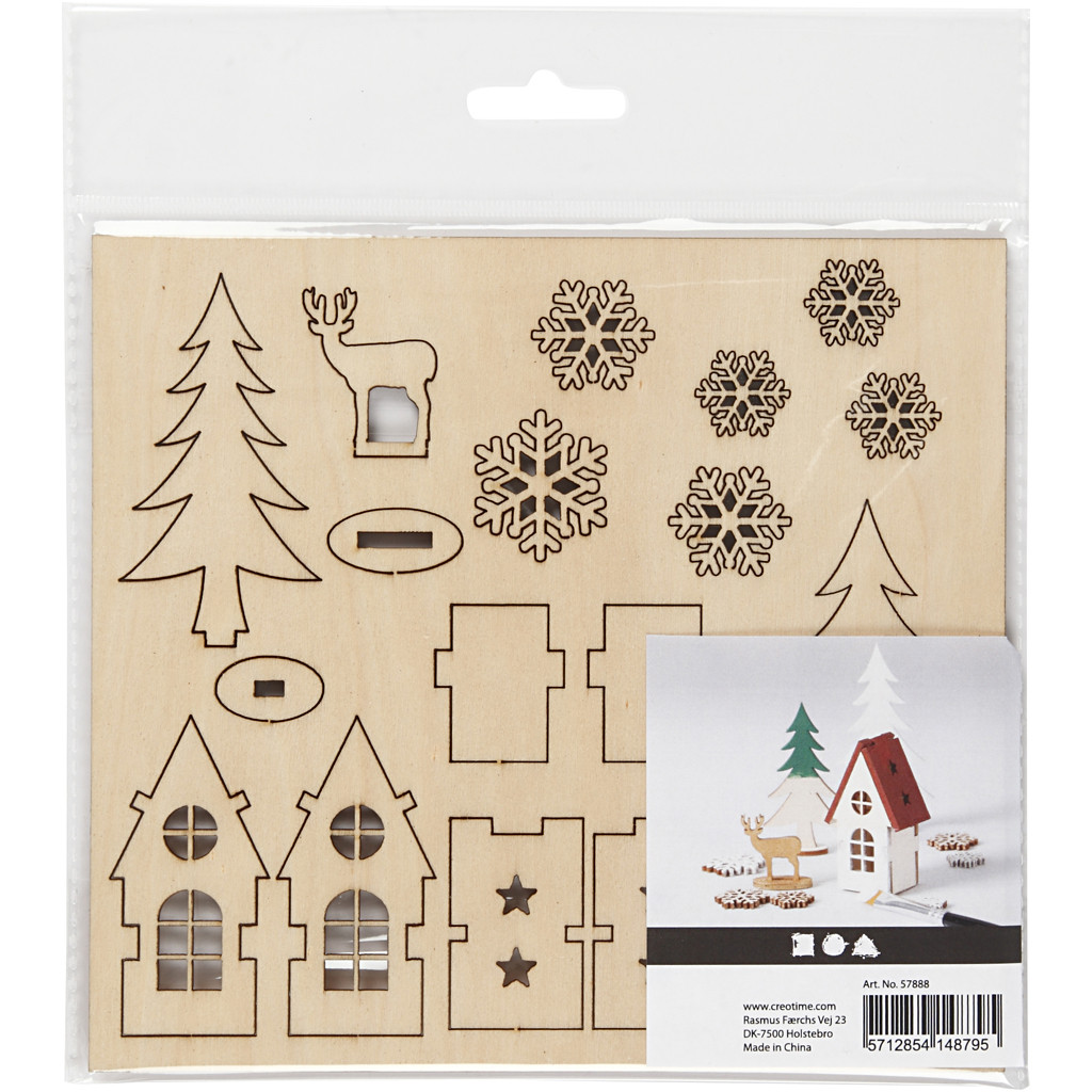 DIY triplex figuren - huis, bomen, hert - Afbeelding 3