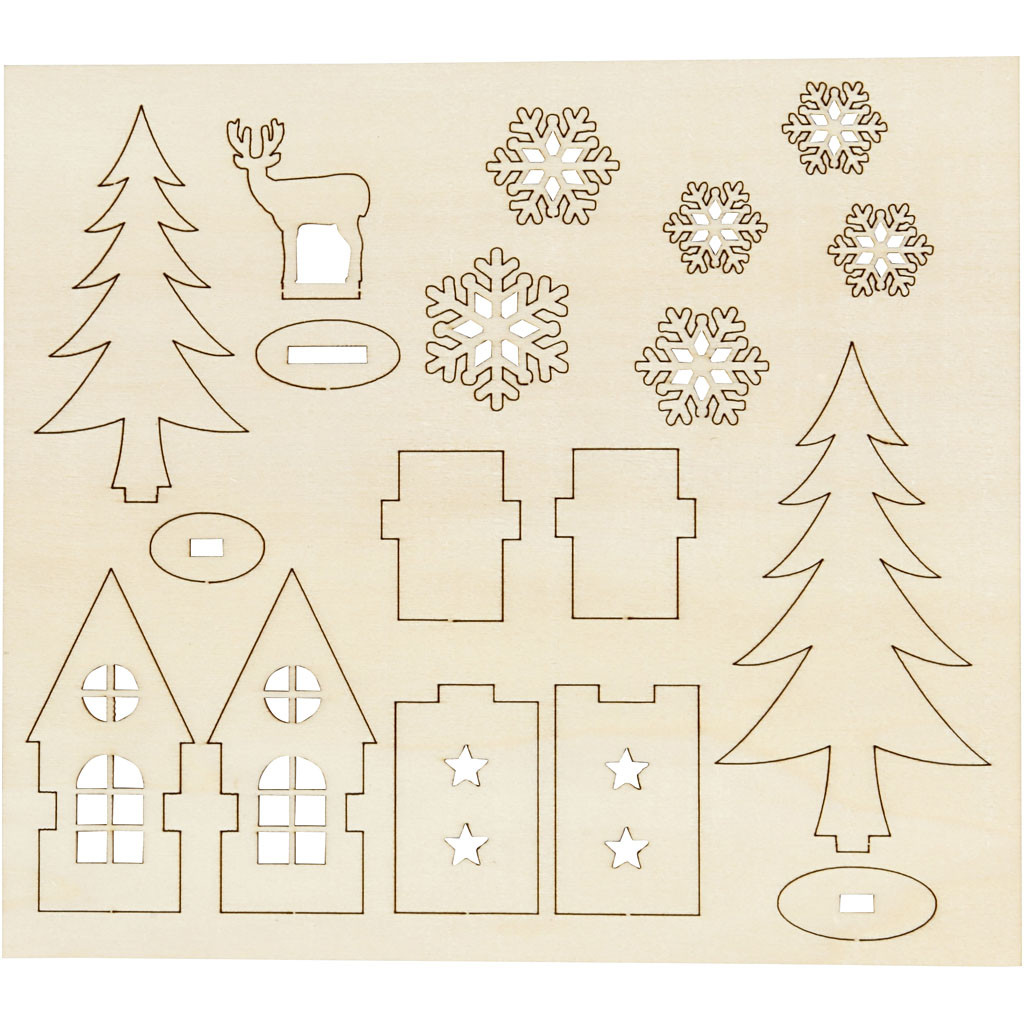 DIY triplex figuren - huis, bomen, hert - Afbeelding 5