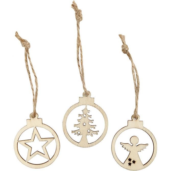 Hangende Kerstdecoratie, 24 stuks, 3 verschillende